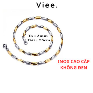 Dây chuyền inox nam hỏa tiễn trắng vàng không đen hàn quốc