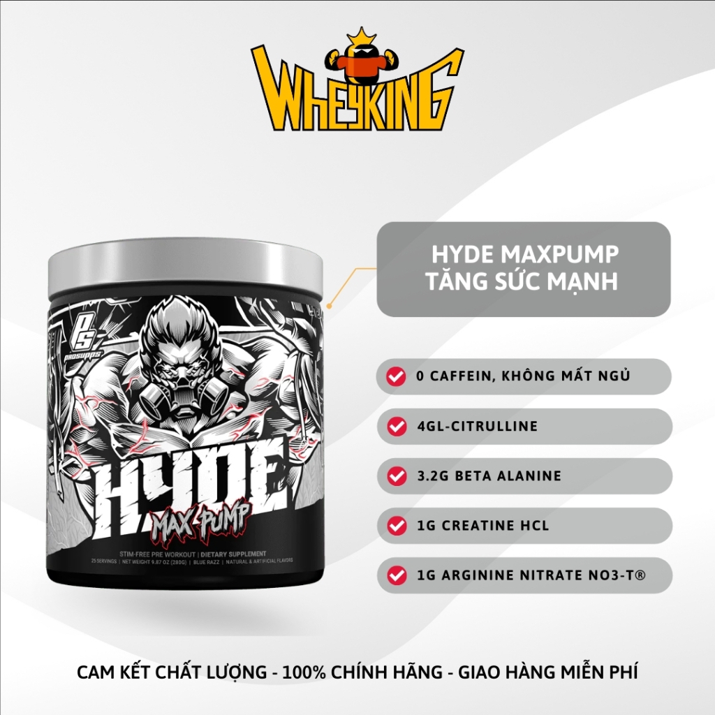 Hyde Maxpump tăng sức mạnh, 0 caffein, 25 lần dùng