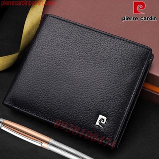 Ví da nam Pierre Cardin chính hãng da bò thật logo hợp kim không gỉ dập nổi ví ngang PCW9020