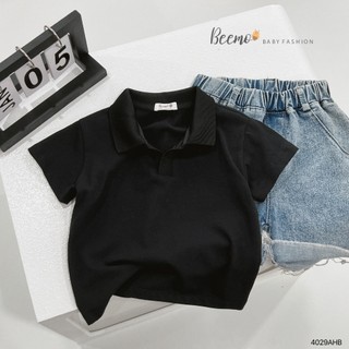 Áo phông cotton basic dáng polo cổ đức cộc tay Beemo cho bé