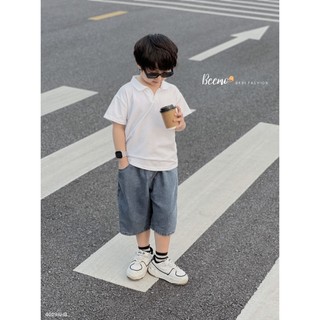 Áo phông cotton basic dáng polo cổ đức cộc tay Beemo cho bé