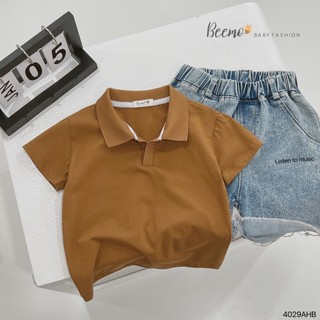 Áo phông cotton basic dáng polo cổ đức cộc tay Beemo cho bé