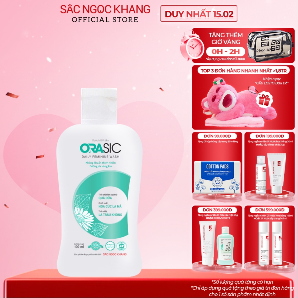 Dung dịch vệ sinh phụ nữ ORASIC Sắc Ngọc Khang_Tinh chất lá trầu không 100ml