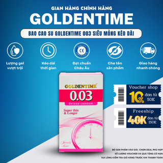 Bao cao su Siêu mỏng GOLDENTIME 003 Superthin & Longer kéo dài cao cấp size 52mm