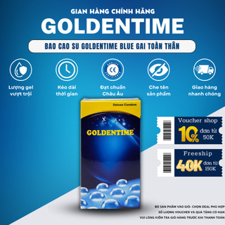 Bao cao su GOLDENTIME Blue gân gai công nghệ Hàn Quốc size 52mm