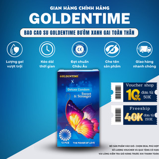 Bao cao su GOLDENTIME Blue Butterfly gân gai công nghệ Hàn Quốc size 52mm