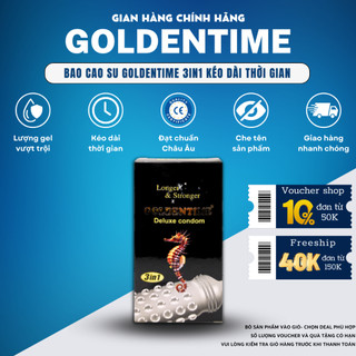 Bao cao su GOLDENTIME 3in1 gân gai kéo dài thời gian size 52mm