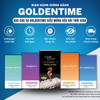 Bao cao su GOLDENTIME 4in1 siêu mỏng kéo dài thời gian gân gai nút thắt công nghệ Hàn Quốc size 52mm
