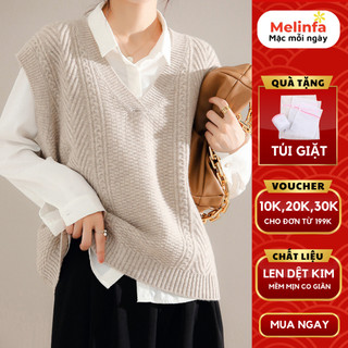 Áo len gile nữ cổ tim len Cashmere siêu mềm mại giữ ấm co giãn mặc mùa thu đông mã VAA0478