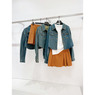 AfterBefore | Áo Denim Crop Top Tay Dài