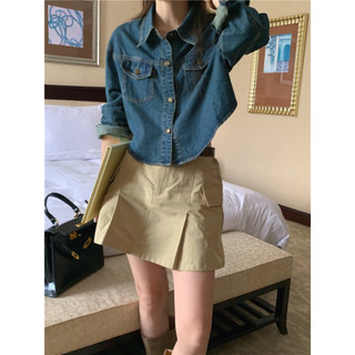 AfterBefore | Áo Denim Crop Top Tay Dài