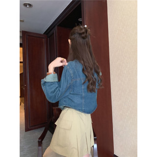 AfterBefore | Áo Denim Crop Top Tay Dài
