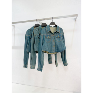 Afterbefore | áo denim crop top tay dài