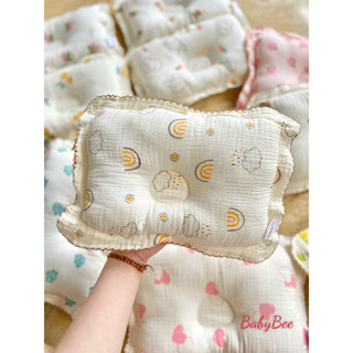(MS217)Gối lõm xô Muslin chống bẹp đầu cho bé sơ sinh