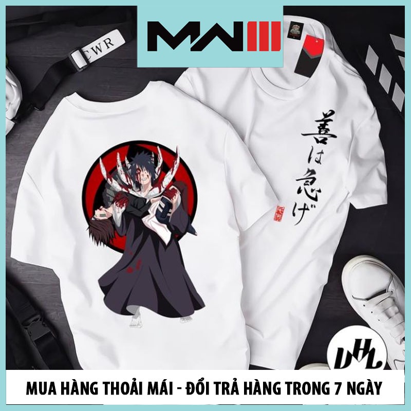 Áo thun nam nữ Naruto Shippuden Obito ôm Rin ATT-001, Áo thun Anime Manga truyện tranh Naruto Unisex