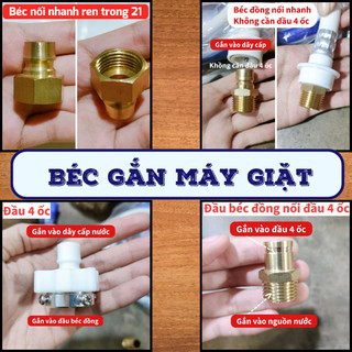 Béc (bét) máy giặt ren ngoài 21 loại gắn đầu nối dây cấp nước 4 ốc
