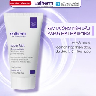 Kem dưỡng kiềm dầu Ivatherm dành cho da dầu nhạy cảm, da mụn Ivatherm Ivapur Mat Matifying Cream 40ml