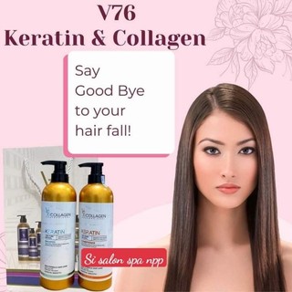 Dầu gội xả collagen v76 1000ml phục hồi chống rụng tóc