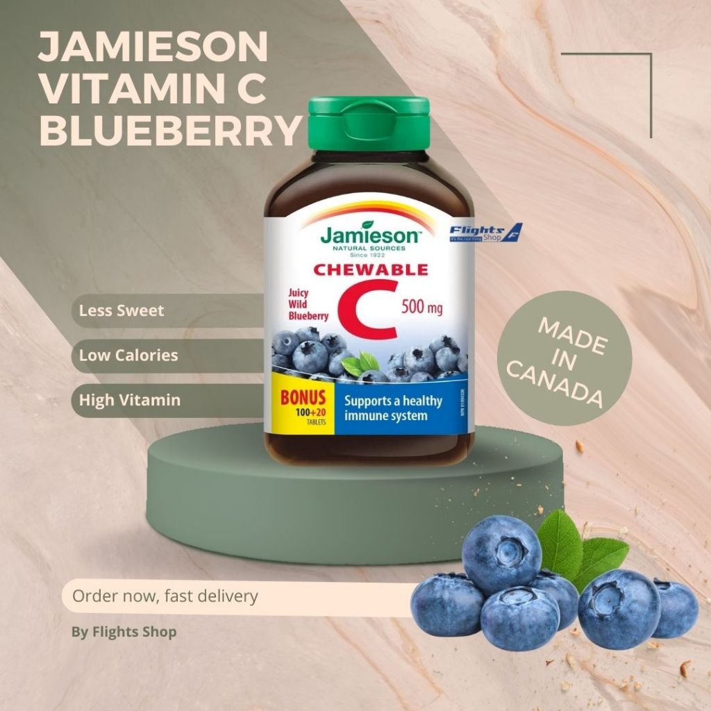 [Bill Costco Canada] Viên nén nhai Jamieson Vitamin C 500mg vị việt quất, hộp 120 viên