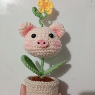Chậu hoa heo siêu đáng yêu len handmade