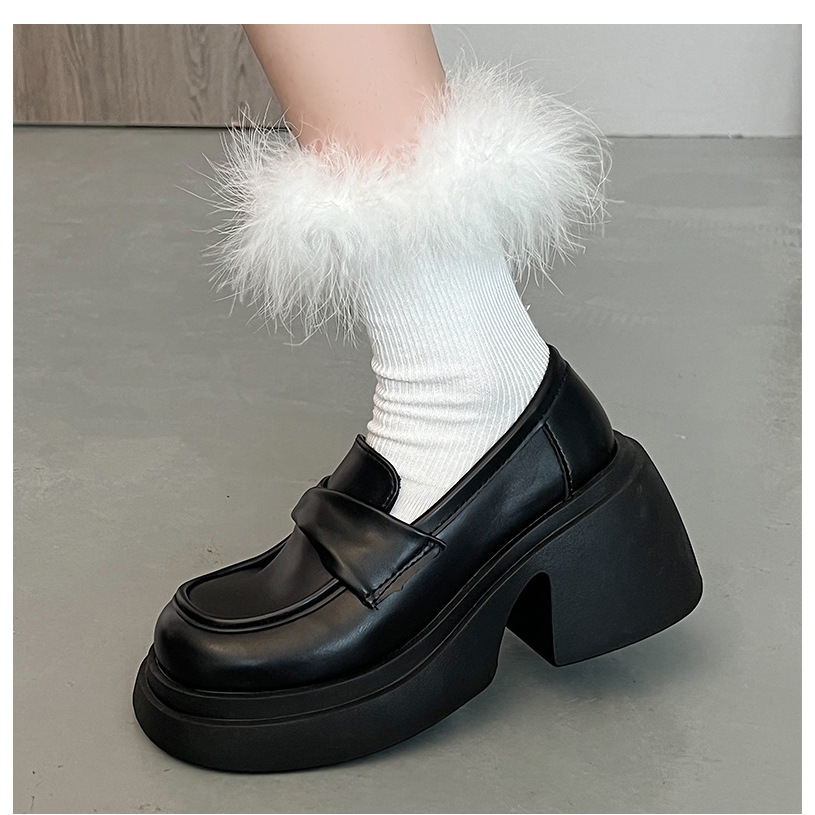 Giày nữ LOAFER CAO GÓT 7CM đế cao da mềm  Dày Tăng Chiều Cao, giày búp bê lolita Mũi Tròn Thời Trang