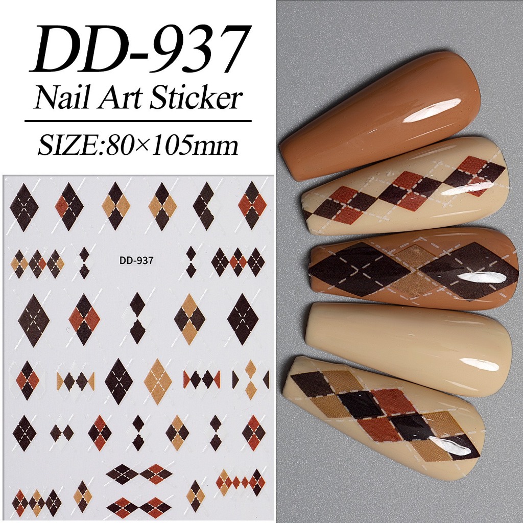 STICKER MIẾNG DÁN MÓNG TAY KẺ CA RÔ SIÊU XINH