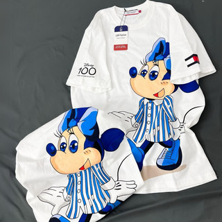 Áo thun trắng cộc tay hình mickey xanh cho nữ