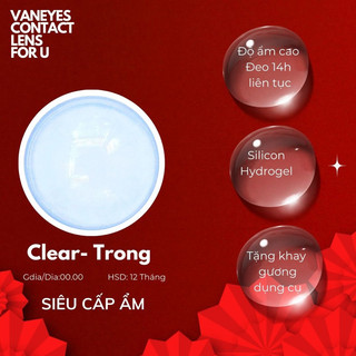 Kính áp tròng vaneye lens trong suốt 24h độ cận 0-8 độ