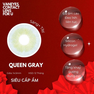 Kính áp tròng vaneyes màu xám tây không viền queen gray 0-8 độ