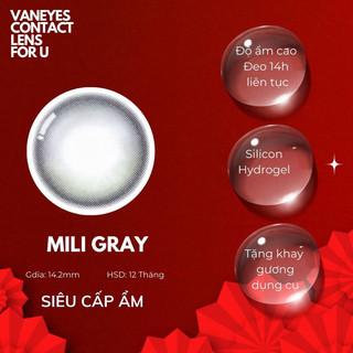 Kính áp tròng mina lens màu milies gray 0-8 độ