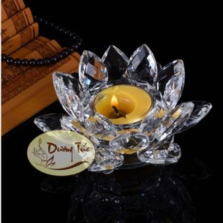 Đế ( Chân Đèn Cầy ) Hoa Sen Pha Lê Nhiều Màu Đặt Đèn Cầy - Nến