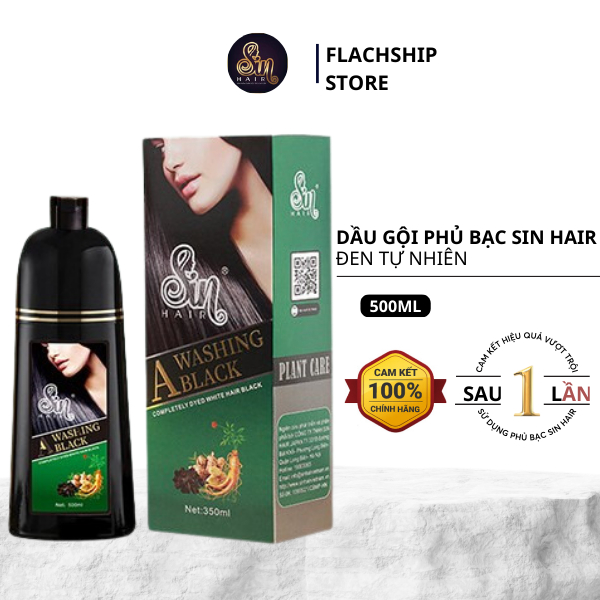 Dầu Gội Phủ Bạc Sin Hair Màu Đen Nhật Bản 500ml Nhân Sâm Tự Nhiên không kích ứng gây hại cho da