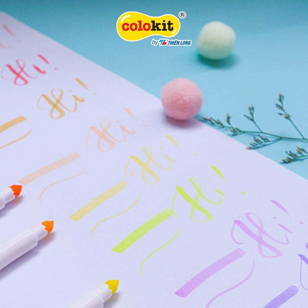 Bộ 20 bút lông màu Pastel Washable Fiber Pen Thiên Long bút viết Calligraphy Colokit SWM C008 / FP-C03