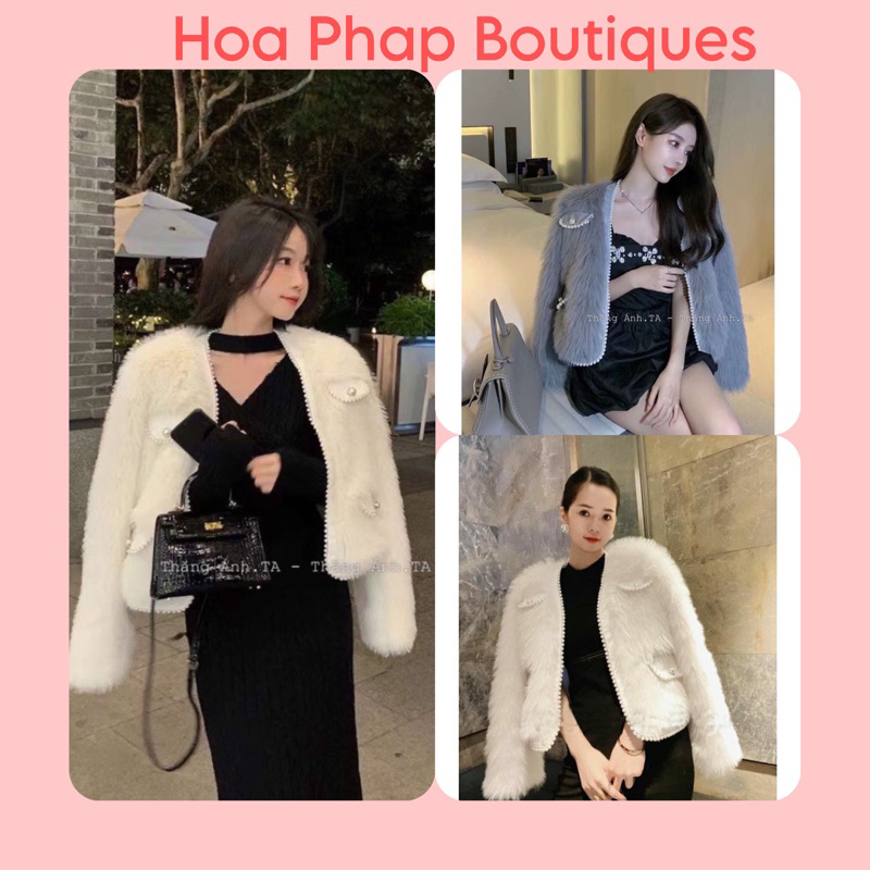 Áo khoác lông nữ sanh choảnh phối nắp túi da (kèm ảnh thật)