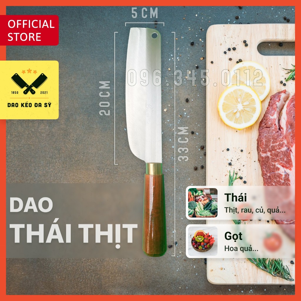 Dao thái thịt, thái rau - Dao Đa Sỹ - thép Nhật trắng không gỉ