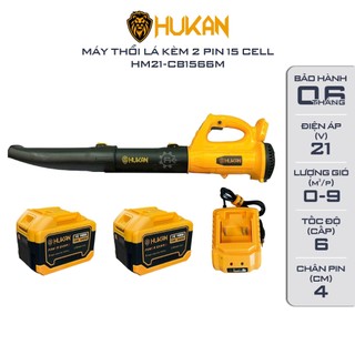 Máy thổi lá pin HUKAN CB1566m, 6 tốc độ gió, Thổi lá pin công suất lớn