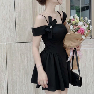 Set đầm xoè 2 dây phối tag đá xinh xắn