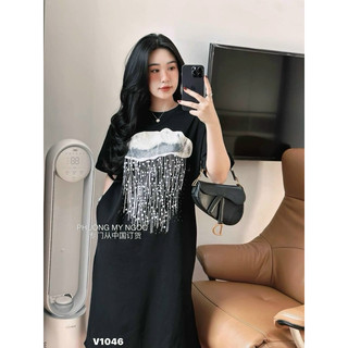 Đầm Váy xuông đám mây cotton đính đá