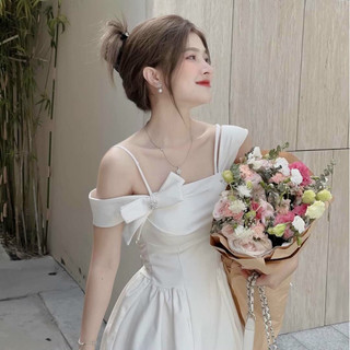Set đầm xoè 2 dây phối tag đá xinh xắn