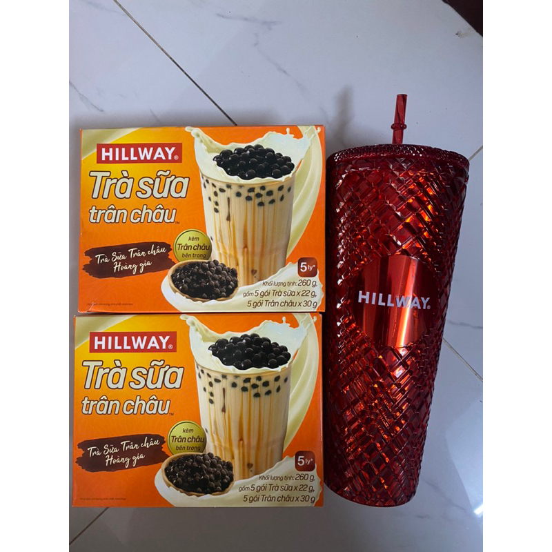 Trà sữa Hillway 2 hộp kèm Ly 700ml Đỏ