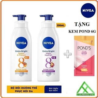 Combo Sữa Dưỡng Thể Nivea Ban Ngày SPF30 PA++350ml & Ban Đêm Bổ Sung Collagen 350ml