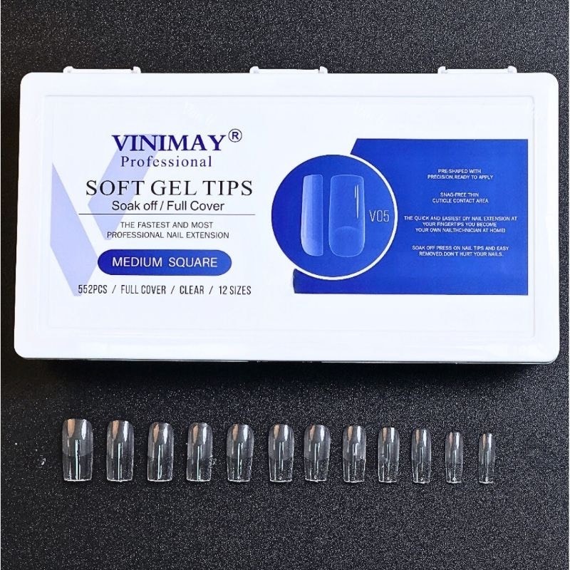 Móng up vinimay chính hãng , móng up vinimay soft loại dẻo đủ fom hộp 522 móng 12size - topnail