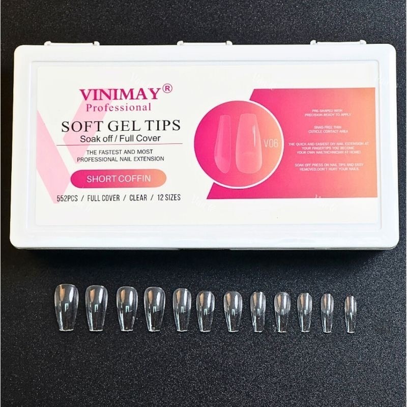Móng up vinimay chính hãng , móng up vinimay soft loại dẻo đủ fom hộp 522 móng 12size - topnail