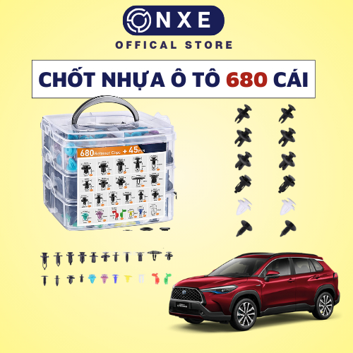 Chốt nhựa ô tô  onxe đủ loại 680 chi tiết nhựa ABS bền ốc nhựa ô tô các vị trí taplo chắn bùn gầm xe