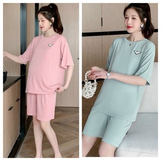 Bộ bầu mặc nhà - bộ sau sinh chất đũi hàn có khóa cho con tu ti họa tiết hoa nhí