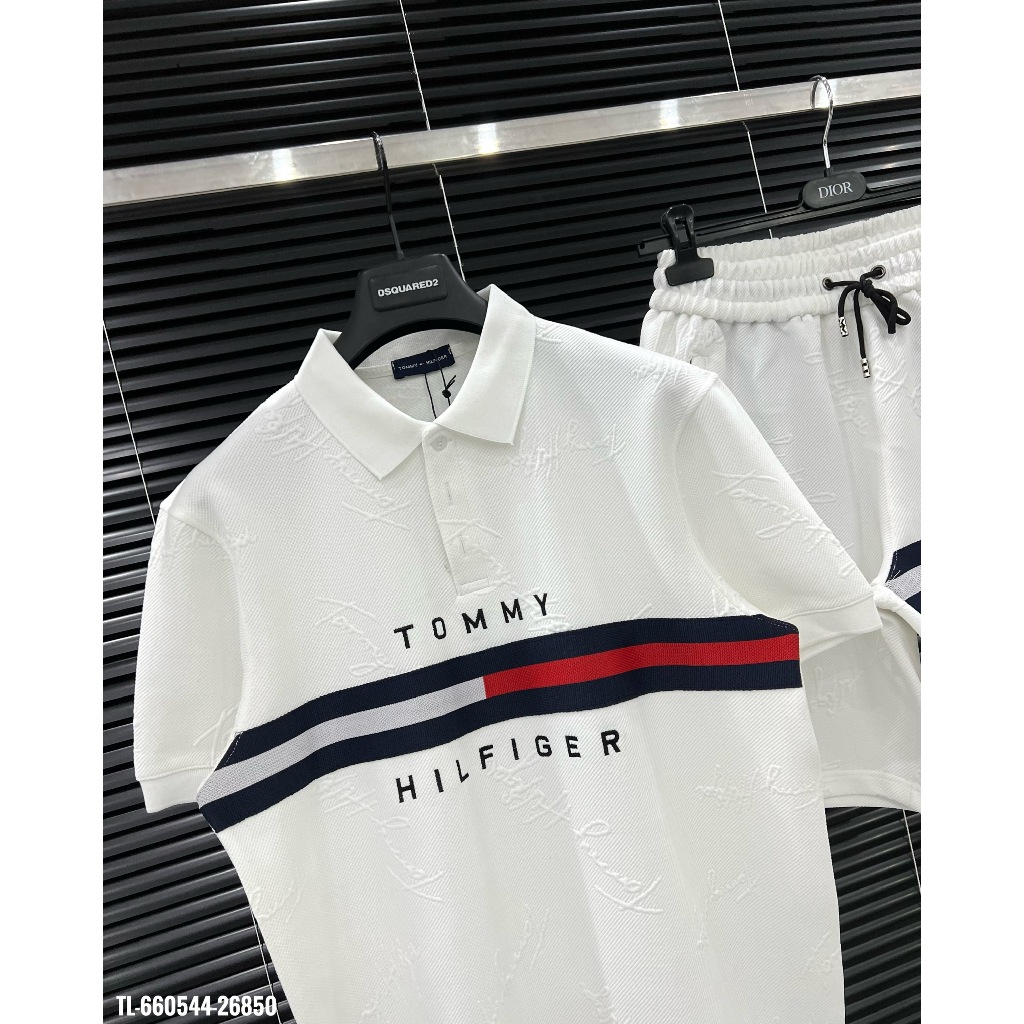🔥Hot🔥Bộ Tommy Hilfiger vân nổi áo polo thiết kế hot trend Nam nữ New 2024