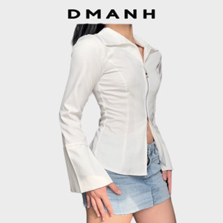 Dmanh - A3 Áo sơ mi vạt xẻ ôm eo Có ĐỆM VAI vuông khéo khoá trước tay dài hàng thiết kế chất xịn đứng form tôn dáng