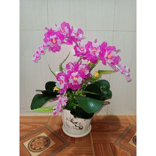 Thành phẩm 1bình hoa lan pha lê size 45x30cm