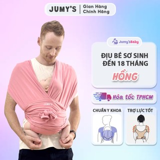 Địu vải trợ lực JUMY (0-24 tháng), địu em bé bằng cotton ,hỗ trợ phương pháp nuôi con bằng easy -Màu Hồng