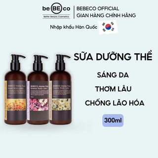 Sữa dưỡng thể nước hoa sáng da thơm lâu, cấp ẩm chống lão hóa tăng tuần hoàn máu trên da BEBECO AROMA FLORAL lọ 300ml